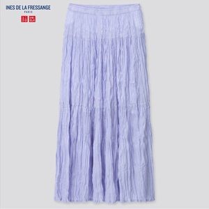 UNIQLO IDLF Women Twist Pleated Long Skirt， Blue/Purple， S